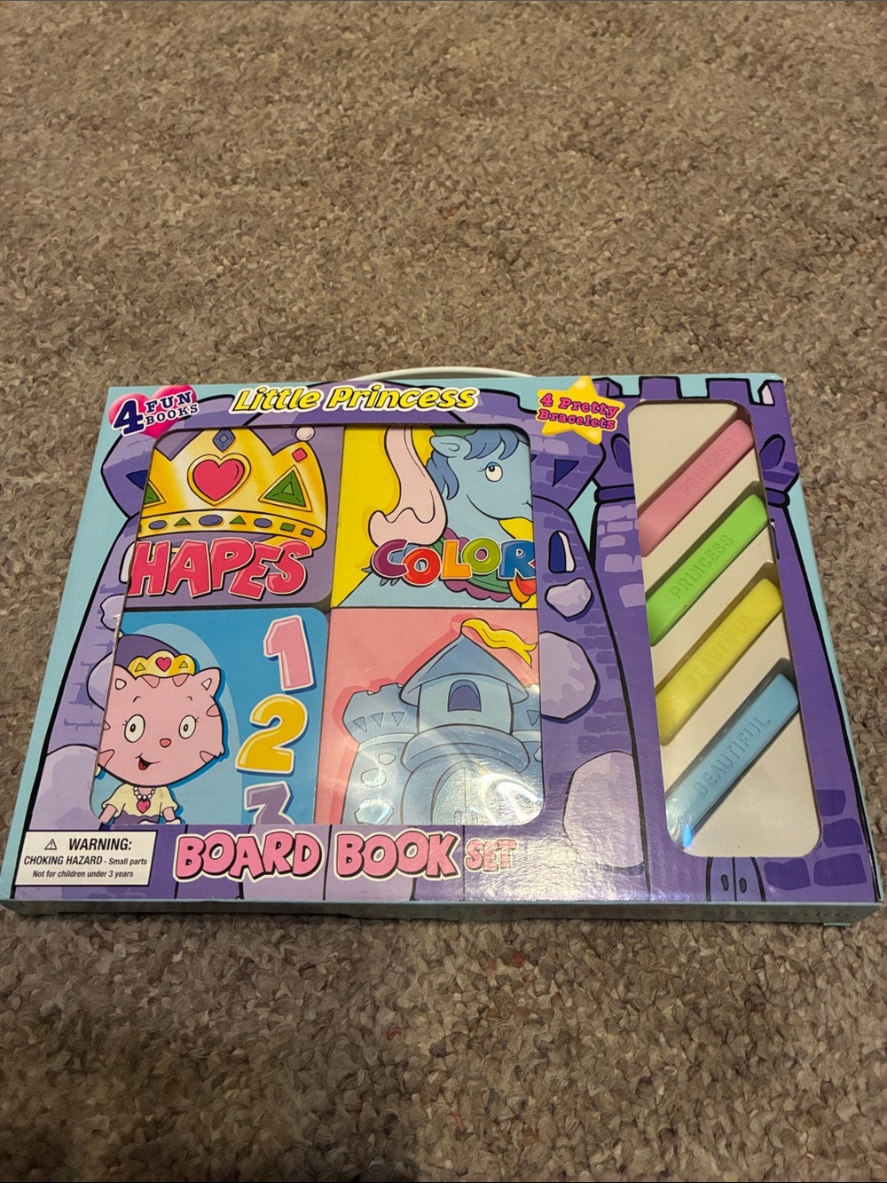 3 Little  Princess Board Book Set with Pastel Bracelets- Purple